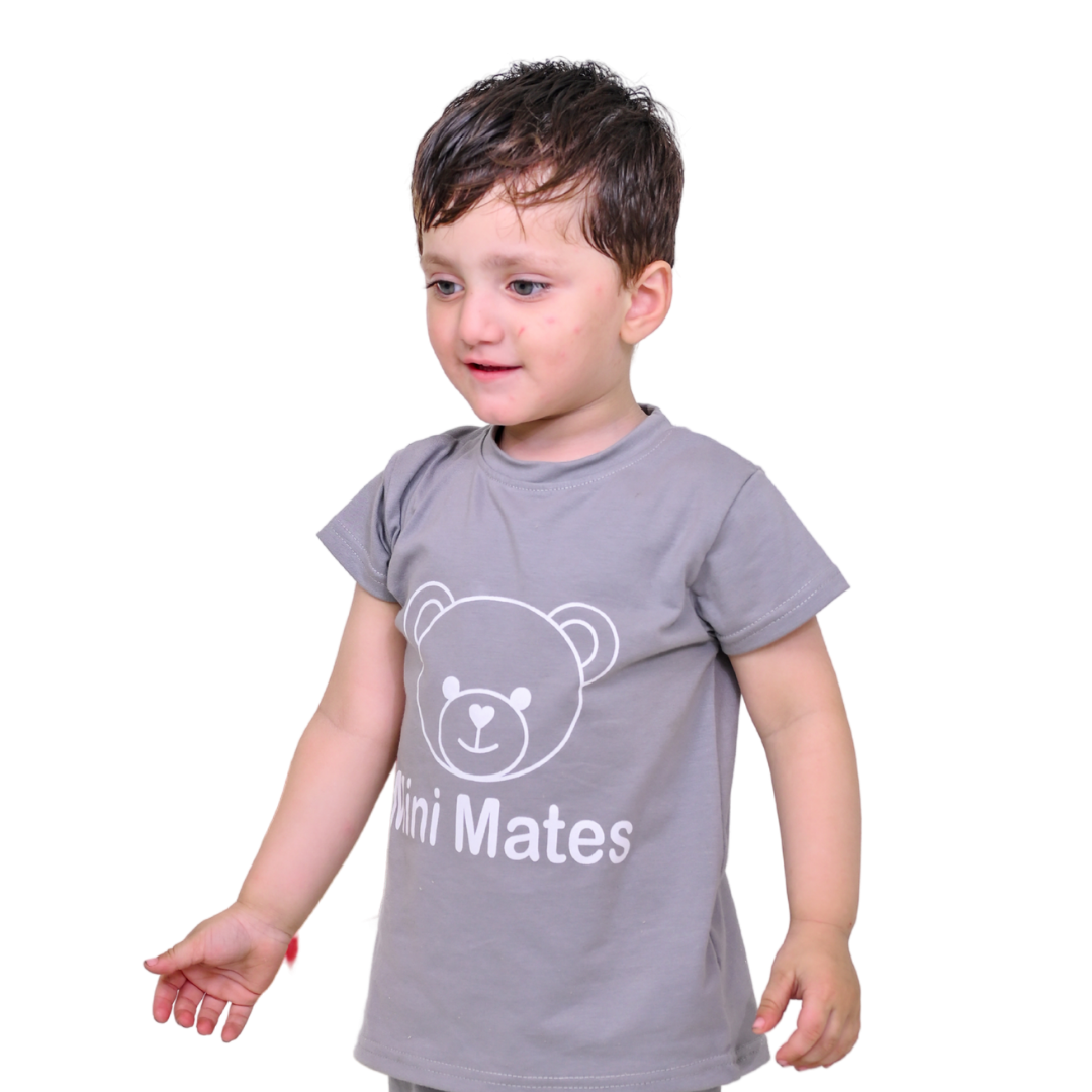 Mini Mates Kids 2-Piece Grey T-Shirt & Shorts Set