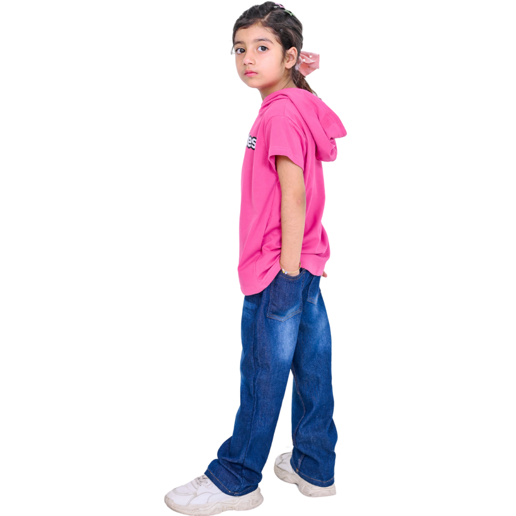 Mini Mates Girls' 2-Piece Hooded T-Shirt & Denim Jeans Set