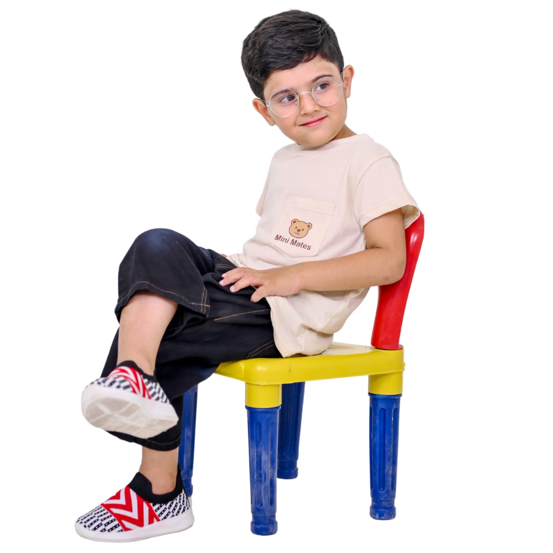 Mini Mates Kids Bear Printed T-Shirt & Denim Pants