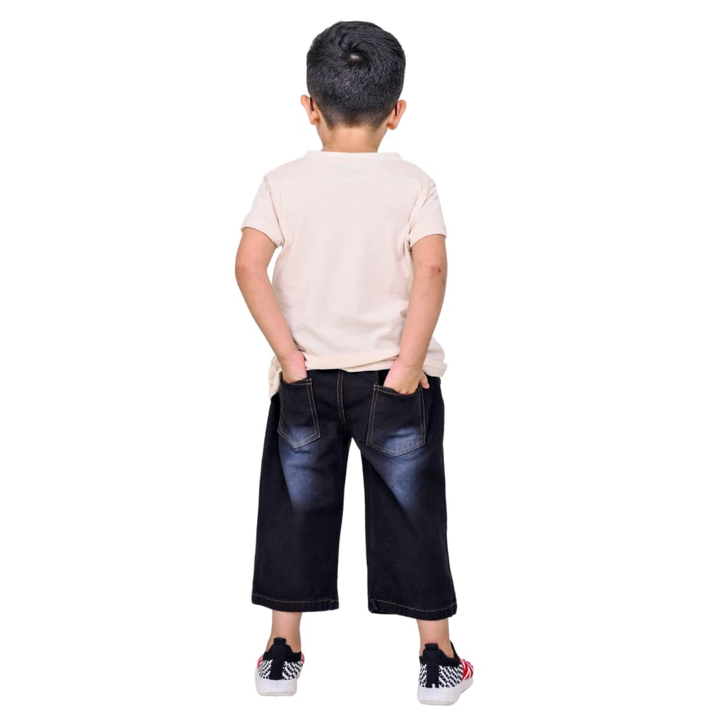 Mini Mates Kids Bear Printed T-Shirt & Denim Pants