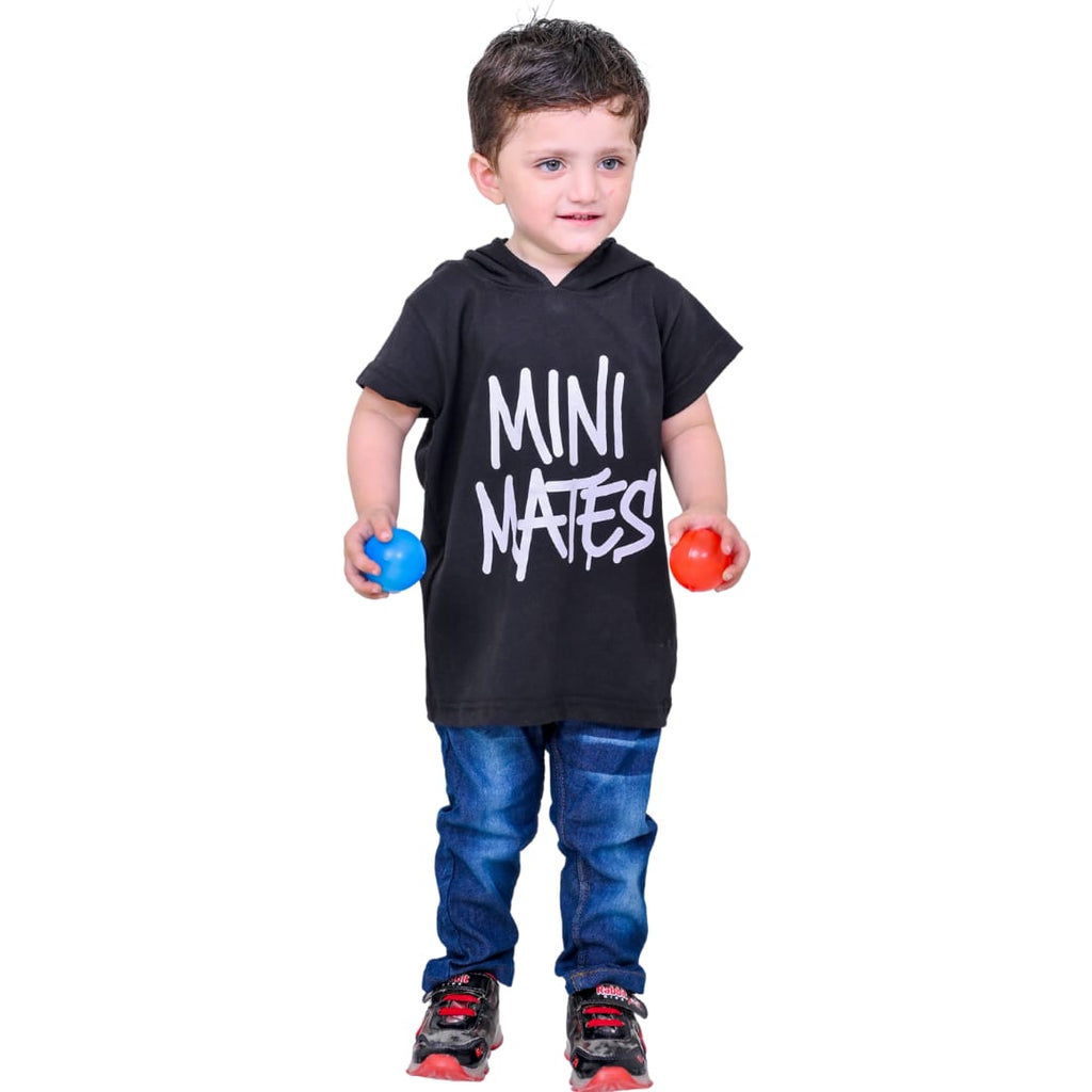 Mini Mates Boys' Short Sleeve Hoodie and Denim Jeans Set