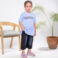 Girls Pastel Blue Peplum T-Shirt & Soft Denim Leg Shorts