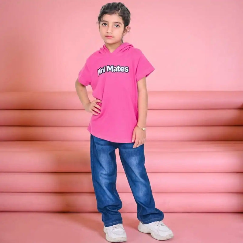Mini Mates Girls' 2-Piece Hooded T-Shirt & Denim Jeans Set