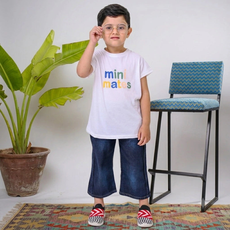 The Crisp White T-Shirt & Denim Pants For Kids