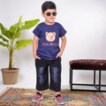 The Classic Navy Printed T-Shirt & Denim Pants Set