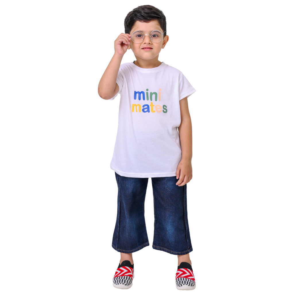 The Crisp White T-Shirt & Denim Pants For Kids